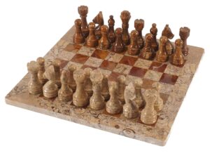 radicaln handmade red and coral full marble chess board game set - staunton marble tournament two players full chess game table set