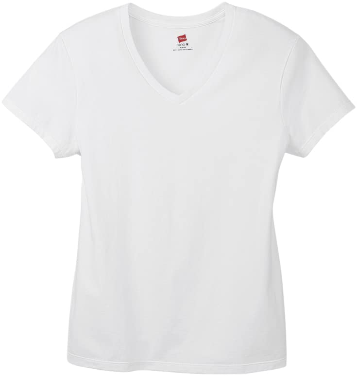 Hanes womens Nano Premium Cotton V-neck Tee fashion t shirts, White, X-Large US