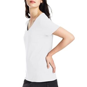 Hanes womens Nano Premium Cotton V-neck Tee fashion t shirts, White, X-Large US