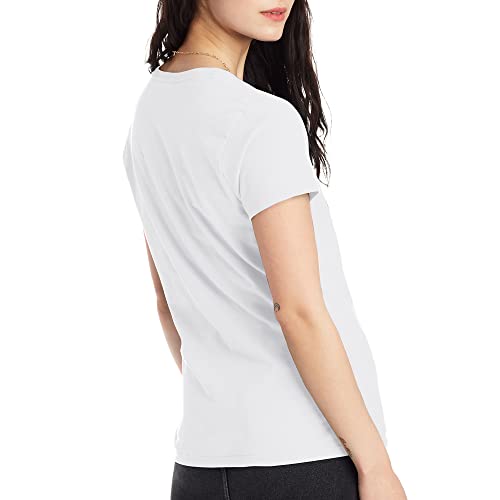 Hanes womens Nano Premium Cotton V-neck Tee fashion t shirts, White, X-Large US