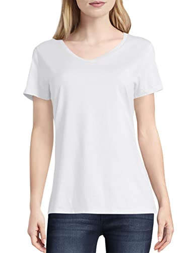 Hanes womens Nano Premium Cotton V-neck Tee fashion t shirts, White, X-Large US