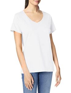 hanes womens nano premium cotton v-neck tee fashion t shirts, white, medium us