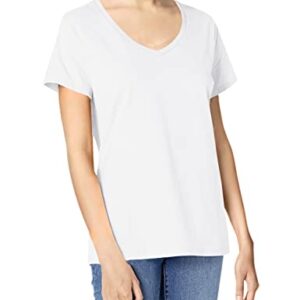 Hanes womens Nano Premium Cotton V-neck Tee fashion t shirts, White, Medium US