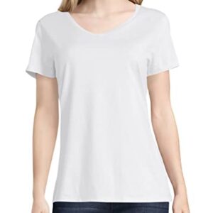 Hanes womens Nano Premium Cotton V-neck Tee fashion t shirts, White, Medium US