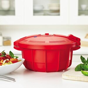 SilverStone 51388 Microwave BPA Free Microwave Pressure Cooker - 3.4 Quart, Red