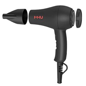 Mini Travel Hair Dryer 1000 Watts for RV & Pouring Art Lightweight Ceramic Ionic Blow Dryer Compact Size Plus Concentrator Black