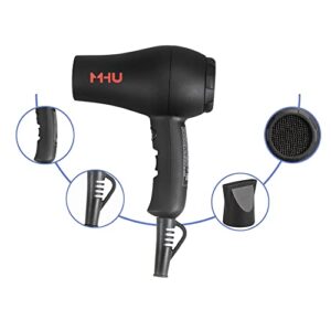 Mini Travel Hair Dryer 1000 Watts for RV & Pouring Art Lightweight Ceramic Ionic Blow Dryer Compact Size Plus Concentrator Black