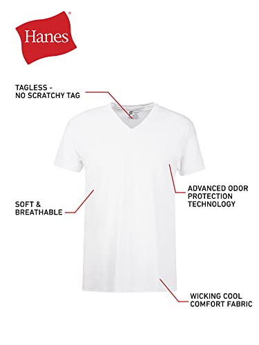 Hanes Men Hanes Men's Tagless Cotton V-neck Undershirts Tees, Multiple Packs & Colors Available