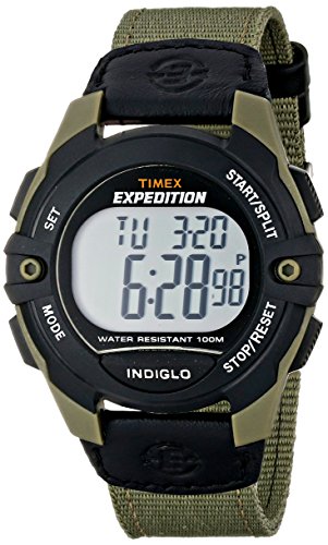 Timex Men's T49993 Expedition Full-Size Digital CAT Green/Black Mixed Material Strap Watch