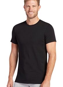 jockey men's t-shirts slim fit cotton stretch crew neck t-shirt - 2 pack, black, xl
