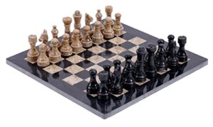 radicaln handmade black and coral full marble chess board game set - staunton marble tournament two players full chess game table set - non wooden - non backgammon