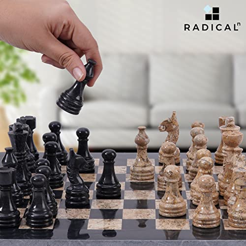 Radicaln Handmade Black and Coral Full Marble Chess Board Game Set - Staunton Marble Tournament Two Players Full Chess Game Table Set - Non Wooden - Non Backgammon