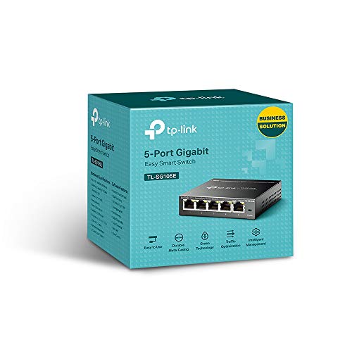 TP-Link 5 Port Gigabit Switch | Easy Smart Managed | Plug & Play | Limited Lifetime Protection | Desktop/Wall-Mount | Shielded Ports | Support QoS, Vlan, IGMP and Link Aggregation (TL-SG105E)