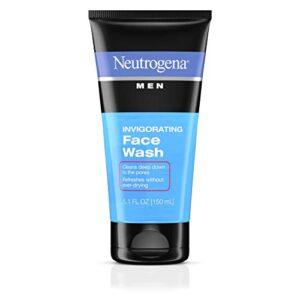 neutrogena men's invigorating daily foaming gel face wash, energizing & refreshing oil-free facial cleanser for men, 5.1 fl. oz