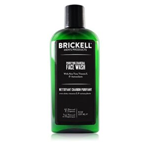 brickell men's purifying charcoal face wash for men, natural and organic daily facial cleanser, 8 ounce, scented