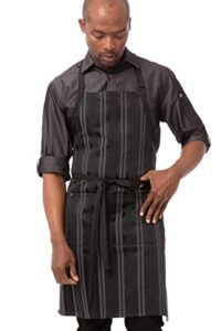 chef works unisex presidio bib apron, black gray, one size