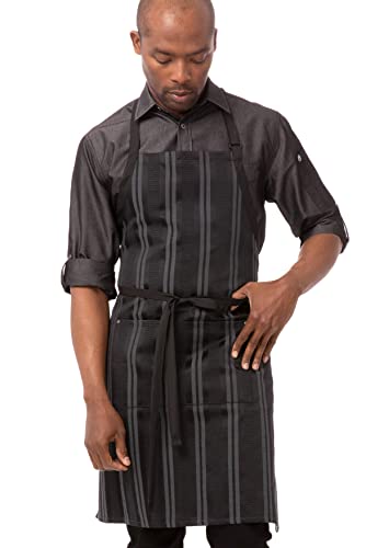 Chef Works Unisex Presidio Bib Apron, Black Gray, One Size