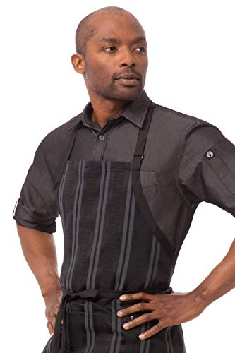 Chef Works Unisex Presidio Bib Apron, Black Gray, One Size