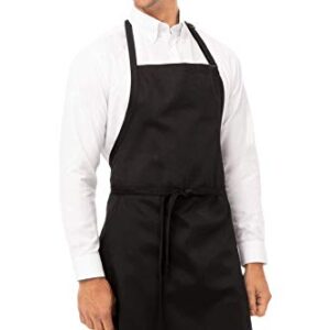 Chef Works Unisex Bib Apron without Pockets, Black, One Size