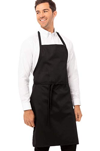 Chef Works Unisex Bib Apron without Pockets, Black, One Size