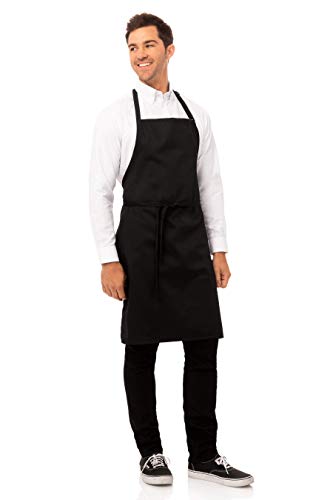 Chef Works Unisex Bib Apron without Pockets, Black, One Size