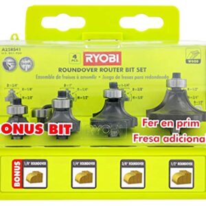 Ryobi A25RS41 4-Piece Roundover Router Bit Set