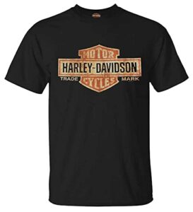 harley-davidson men's distressed elongated bar & shield black tee 30296553 (xl)