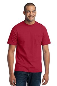 port & company men's 50/50 cotton/poly t shirt with pocket 5xl red