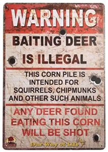 artclub warning baiting deer is illegal metal tin sign vintage poster wall decor