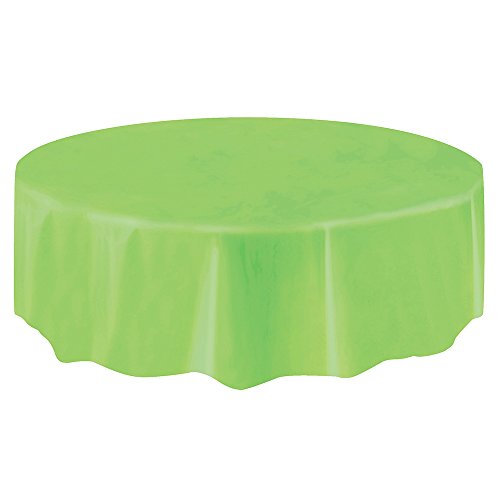 Unique Round Plastic Table Cover, 84", Lime Green