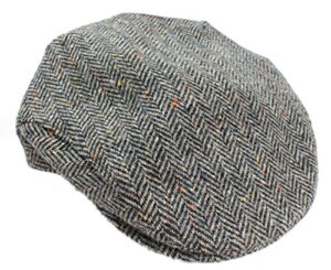 mucros weavers men’s irish flat cap wool grey herringbone made in ireland xl