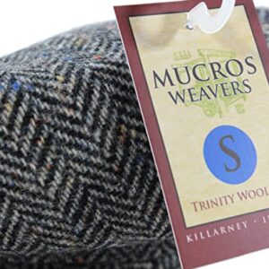 Mucros Weavers Men’s Irish Flat Cap Wool Grey Herringbone Made in Ireland XL