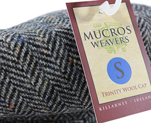 Mucros Weavers Men’s Irish Flat Cap Wool Grey Herringbone Made in Ireland XL