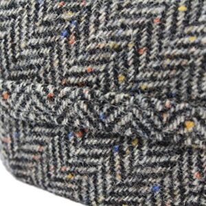 Mucros Weavers Men’s Irish Flat Cap Wool Grey Herringbone Made in Ireland XL