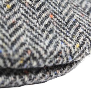 Mucros Weavers Men’s Irish Flat Cap Wool Grey Herringbone Made in Ireland XL