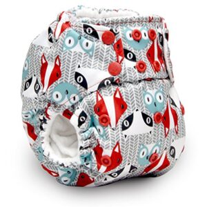 kanga care rumparooz cloth diaper reusable one size pocket diaper with patented inner double gusset adjustable 4 sizes in 1 diaper + 2 pcs microfiber insert soaker (6-40+ lbs) - clyde