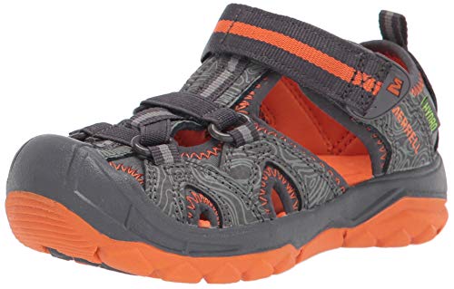 Merrell Kid's Unisex Hydro Sport Sandal, Grey/Orange,11 Big Kid