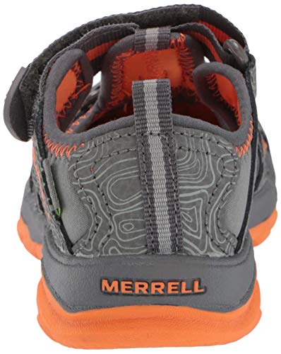 Merrell Kid's Unisex Hydro Sport Sandal, Grey/Orange,11 Big Kid