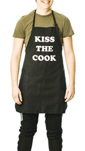 funny guy mugs kiss the cook adjustable apron with pockets - funny apron for men & women - perfect for kitchen bbq grilling barbecue cooking baking