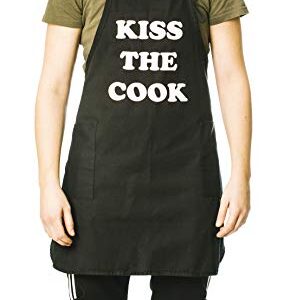 Funny Guy Mugs Kiss The Cook Adjustable Apron with Pockets - Funny Apron for Men & Women - Perfect for Kitchen BBQ Grilling Barbecue Cooking Baking