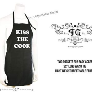 Funny Guy Mugs Kiss The Cook Adjustable Apron with Pockets - Funny Apron for Men & Women - Perfect for Kitchen BBQ Grilling Barbecue Cooking Baking