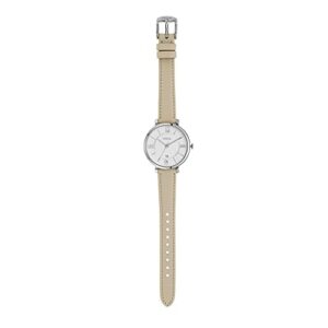 Fossil Women's Jacqueline Quartz Stainless Steel and Leather Three-Hand Date Watch, Color: Silver, White (Model: ES3793)