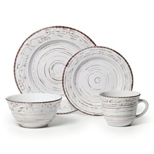 pfaltzgraff trellis white 16-piece stoneware dinnerware set, service for 4