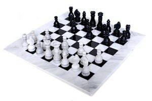 radicaln 15 inches large handmade white and black weighted marble full chess game set staunton and ambassador style marble tournament chess sets for adults