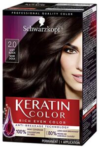 schwarzkopf keratin color permanent hair color cream, 2.0 soft black