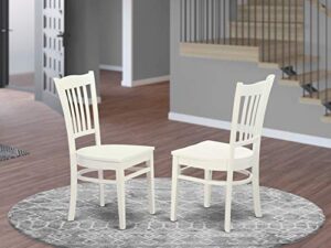 east west furniture groton dining slat back wooden seat chairs, set of 2, linen white