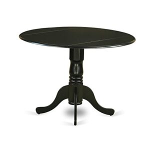 East West Furniture Dublin 5 Piece Room Set Includes a Round Dining Table with Dropleaf and 4 Wood Seat Chairs, 42x42 Inch, Black