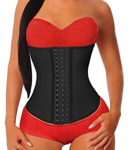 yianna waist trainer for women tummy control latex underbust waist cincher corset sport girdle hourglass body shaper,(black, s)