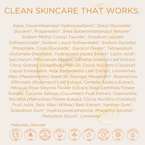 InstaNatural Vitamin C Cleanser Face Wash, Brightens and Reduces Signs of Aging, Fine Lines and Uneven Texture, with Coconut Water and Aloe Vera, 6.7 FL Oz