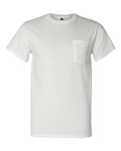 fruit of the loom 5 oz. 100% heavy cotton hd pocket t-shirt (3931p) white, xl